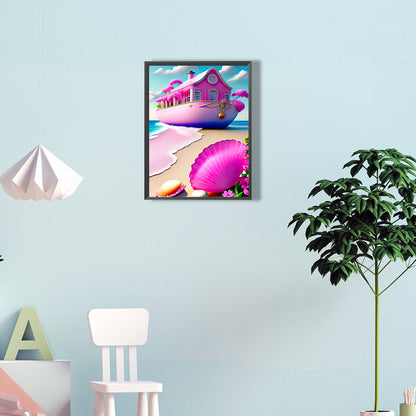 Pink Sand Beach - Full Round Drill Diamond Painting 30*40CM