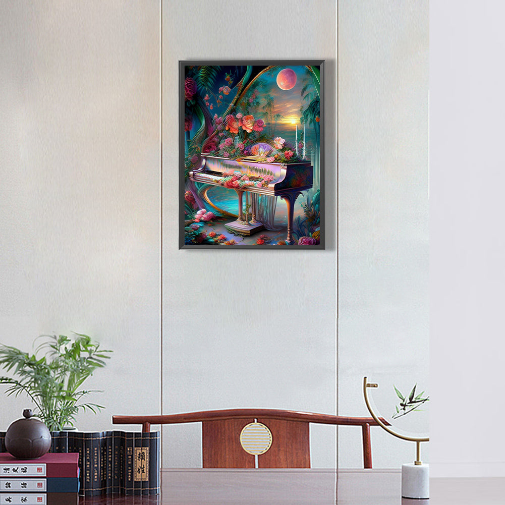 Flower And Piano - Full Round Drill Diamond Painting 30*40CM