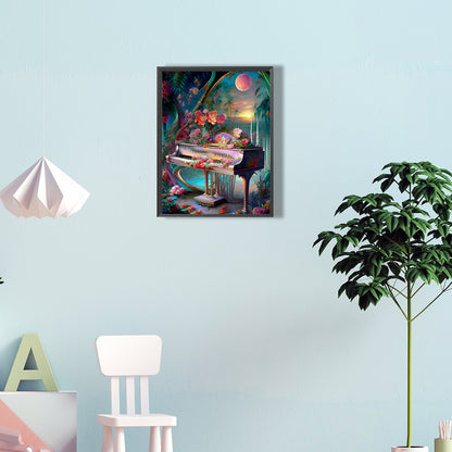 Flower And Piano - Full Round Drill Diamond Painting 30*40CM