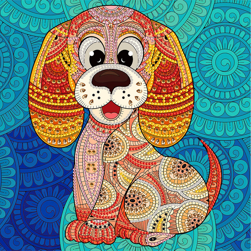Colorful Paper-Cut Mechanical Puppy - Special Shaped Drill Diamond Painting 30*30CM