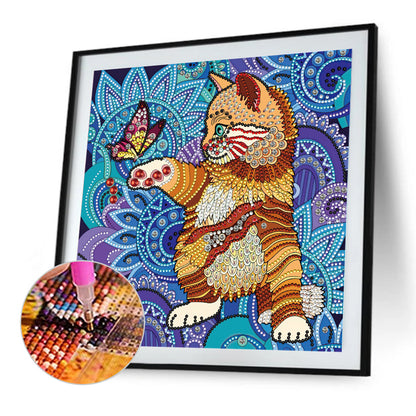 Colorful Paper-Cut Mechanical Kitten - Special Shaped Drill Diamond Painting 30*30CM