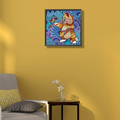 Colorful Paper-Cut Mechanical Kitten - Special Shaped Drill Diamond Painting 30*30CM