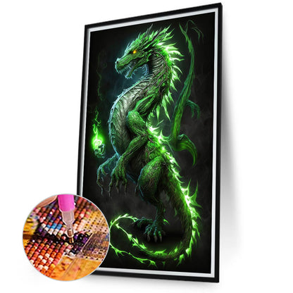Ferocious Green Dragon - Full Square Drill Diamond Painting 40*70CM