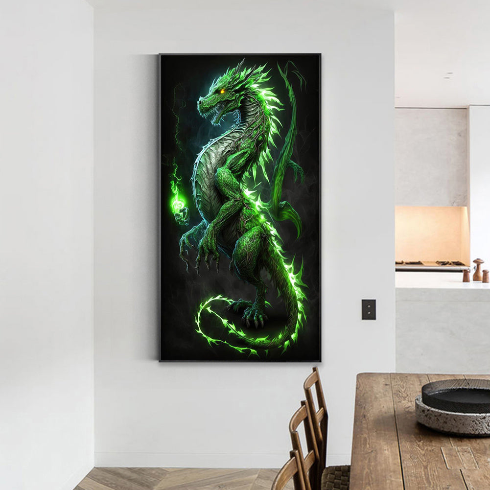 Ferocious Green Dragon - Full Square Drill Diamond Painting 40*70CM