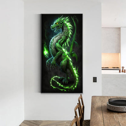 Ferocious Green Dragon - Full Square Drill Diamond Painting 40*70CM