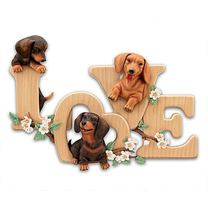 Love Puppy Calligraphy And Painting - Full Round Drill Diamond Painting 60*50CM