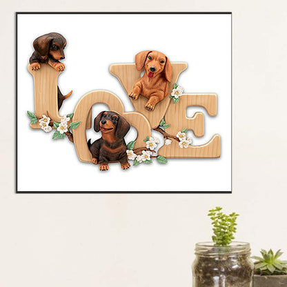 Love Puppy Calligraphy And Painting - Full Round Drill Diamond Painting 60*50CM