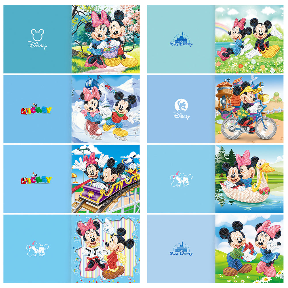 8pcs Mickey Mouse Diamond Painting Greeting Card Includes Envelope DIY Postcards