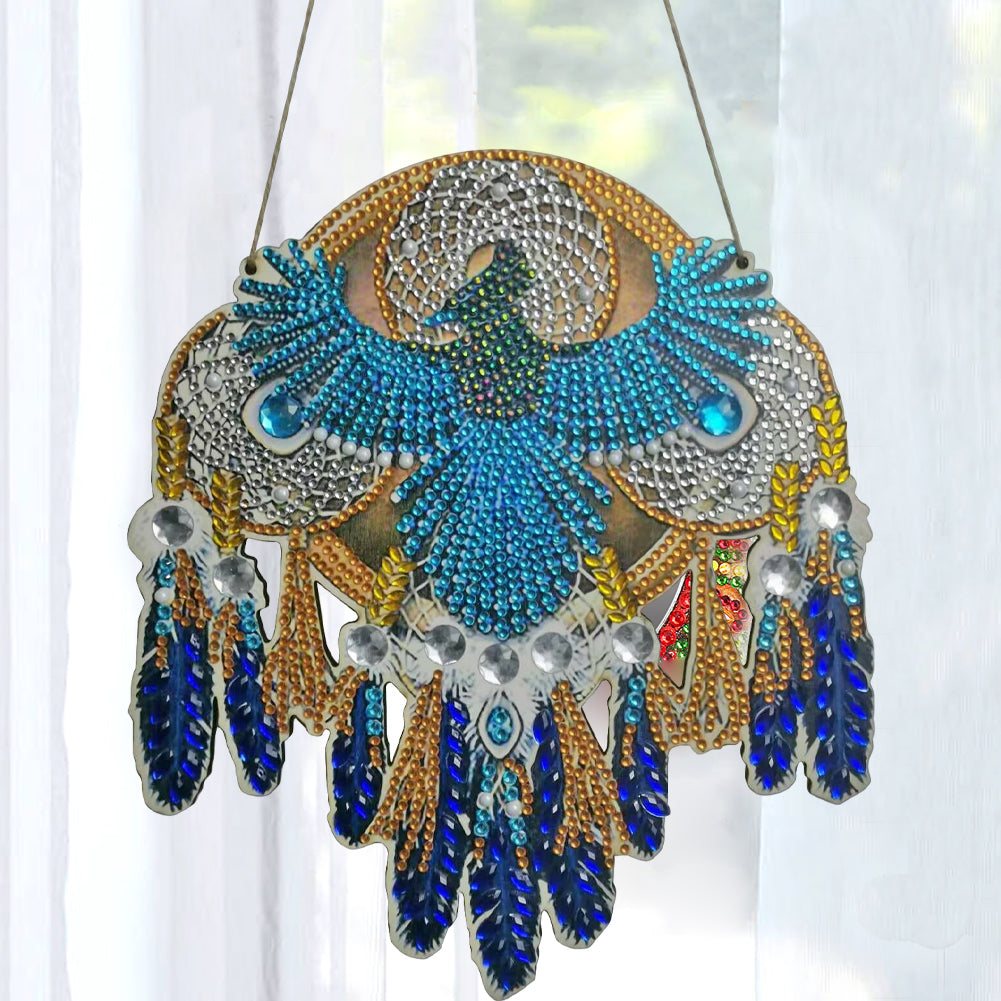 DIY Dreamcatcher Crystal Diamond Pendant Hanging Ornament Wooden for Home Garden