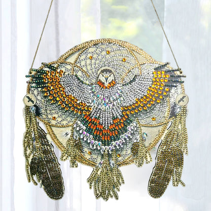 DIY Dreamcatcher Crystal Diamond Pendant Hanging Ornament Wooden for Home Garden