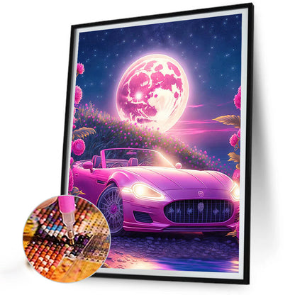 Pink Ocean Car - Full Round Drill Diamond Painting 30*40CM