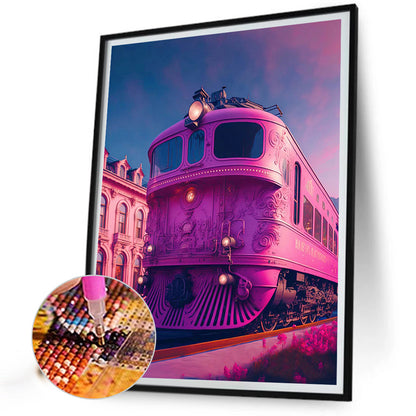 Pink Ocean Train - Full Round Drill Diamond Painting 30*40CM