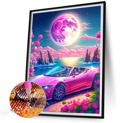 Pink Ocean Car - Full Round Drill Diamond Painting 30*40CM