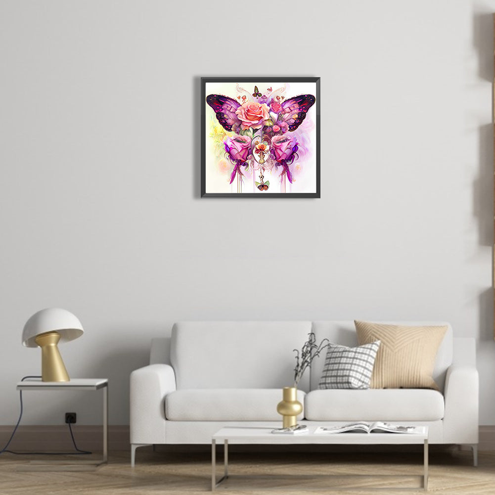 Flowers And Butterflies - Full Round Drill Diamond Painting 30*30CM