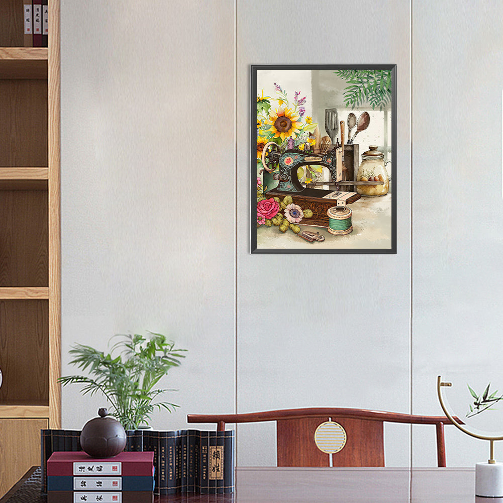 Sewing Machine - Full Round Drill Diamond Painting 30*40CM