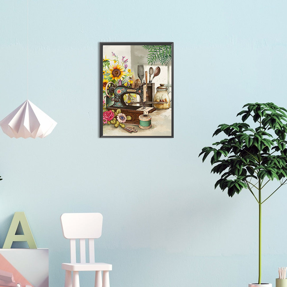 Sewing Machine - Full Round Drill Diamond Painting 30*40CM