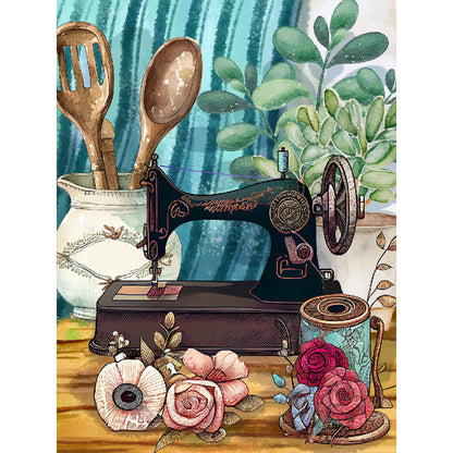 Sewing Machine - Full Round Drill Diamond Painting 30*40CM