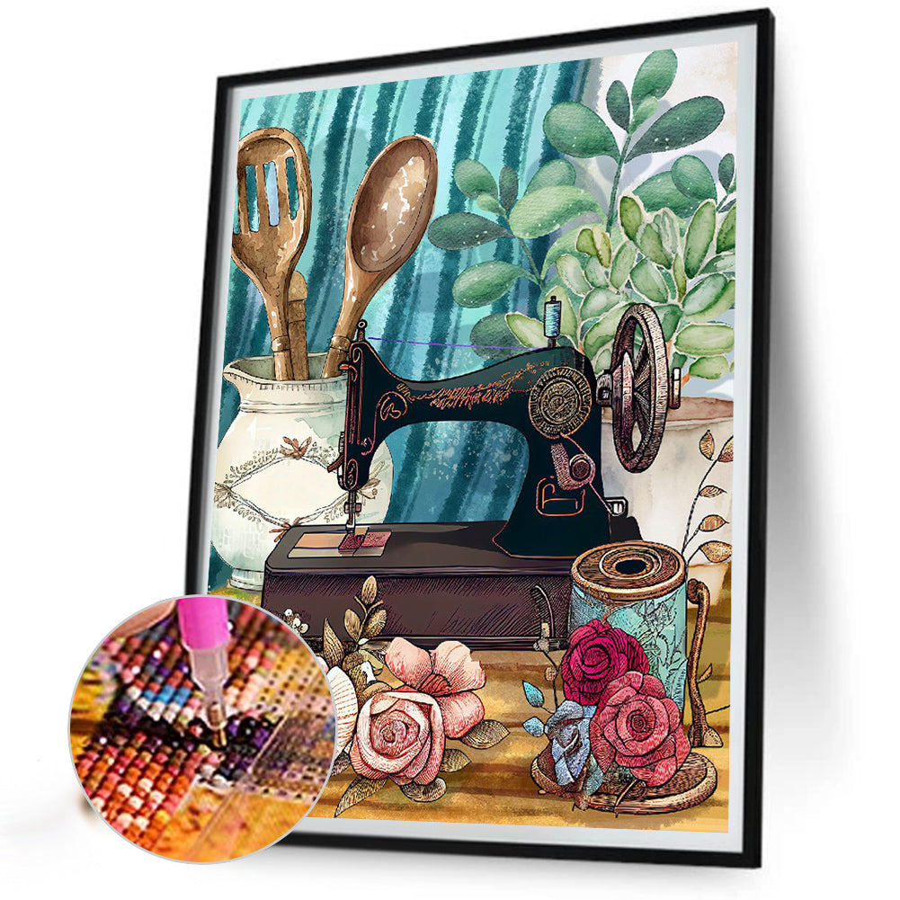 Sewing Machine - Full Round Drill Diamond Painting 30*40CM