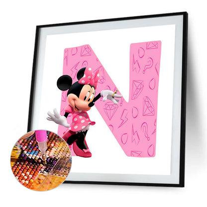 Minnie Letter N - Full Round Drill Diamond Painting 30*30CM