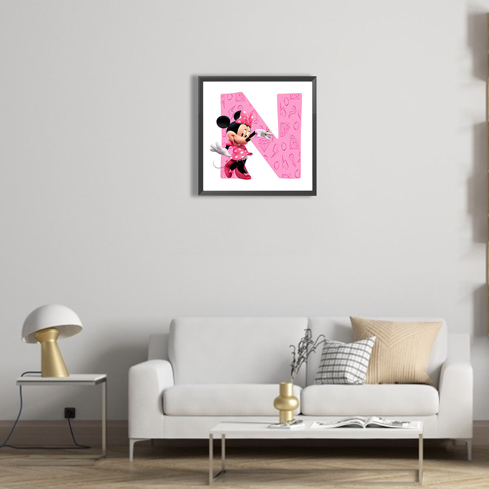 Minnie Letter N - Full Round Drill Diamond Painting 30*30CM