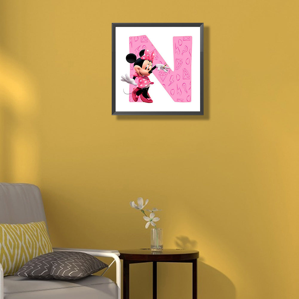 Minnie Letter N - Full Round Drill Diamond Painting 30*30CM