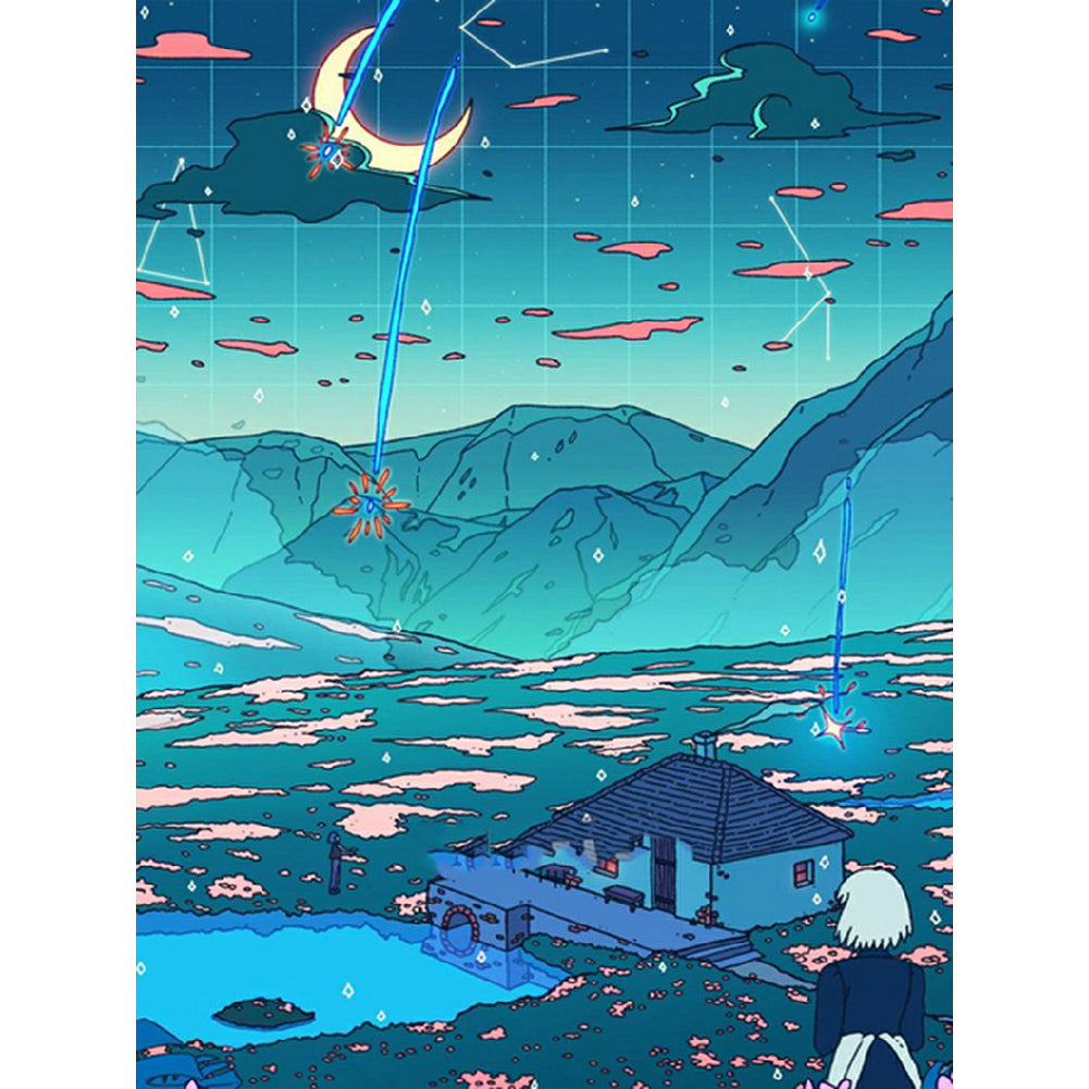 Illustration Landscape - Full Round Drill Diamond Painting 30*40CM