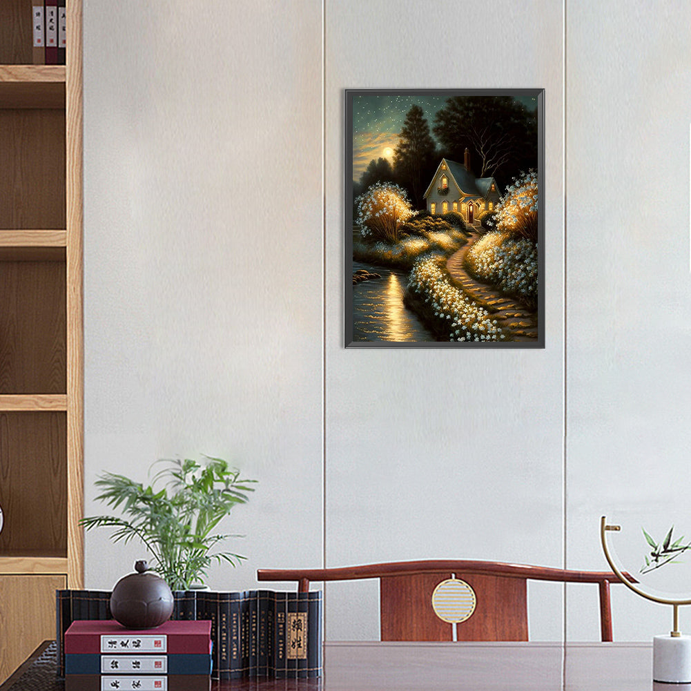 Night Cabin - Full Round Drill Diamond Painting 30*40CM