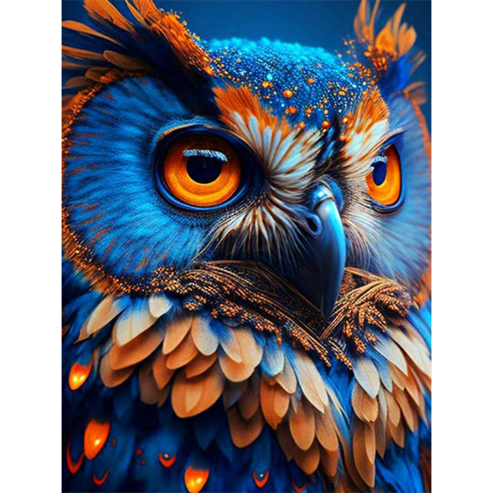 Blue Night Sky Owl - Full Round Drill Diamond Painting 30*40CM