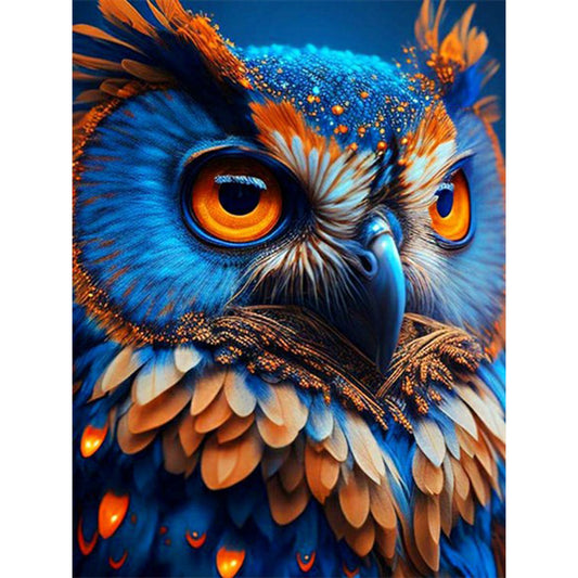 Blue Night Sky Owl - Full Round Drill Diamond Painting 30*40CM