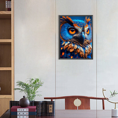 Blue Night Sky Owl - Full Round Drill Diamond Painting 30*40CM