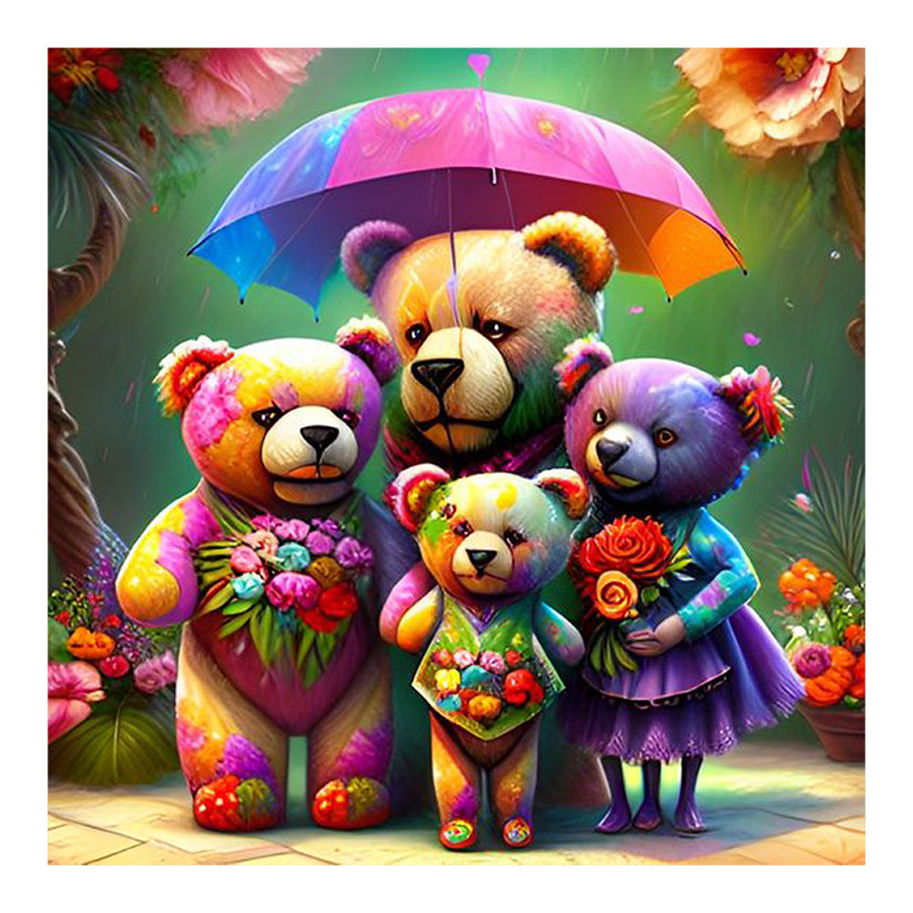 Painted Bear - Full Round Drill Diamond Painting 40*40CM