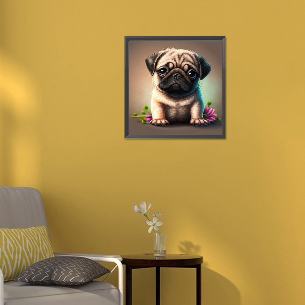 Pug Dog - Full Round Drill Diamond Painting 30*30CM