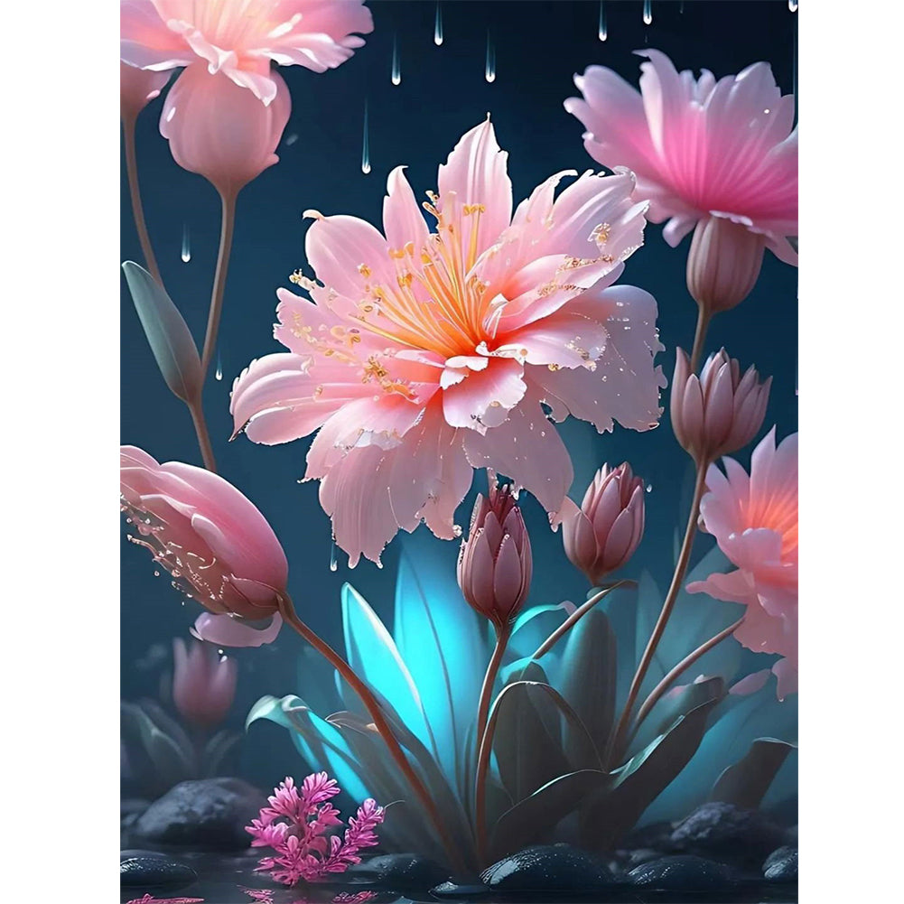 Lotus In The Rain - Full Square Drill Diamond Painting 30*40CM