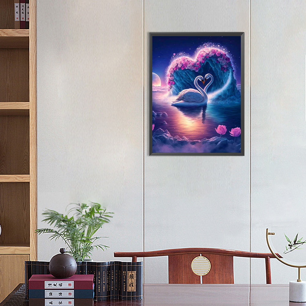 Fantasy Swan Lake - Full Round Drill Diamond Painting 40*50CM