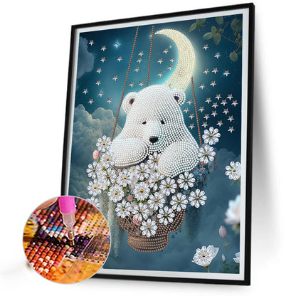 Moonlight White Bear - Special Shaped Drill Diamond Painting 30*40CM