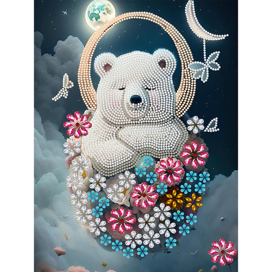 Moonlight White Bear - Special Shaped Drill Diamond Painting 30*40CM