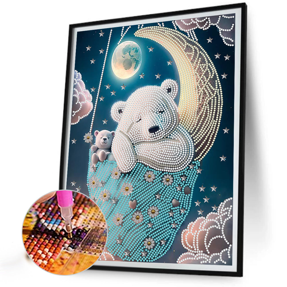 Moonlight White Bear - Special Shaped Drill Diamond Painting 30*40CM