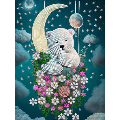 Moonlight White Bear - Special Shaped Drill Diamond Painting 30*40CM