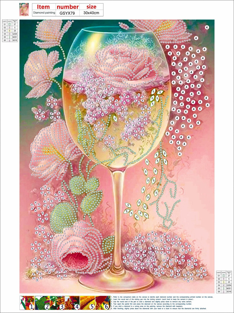 Flower Goblet - Special Shaped Drill Diamond Painting 30*40CM