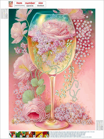 Flower Goblet - Special Shaped Drill Diamond Painting 30*40CM