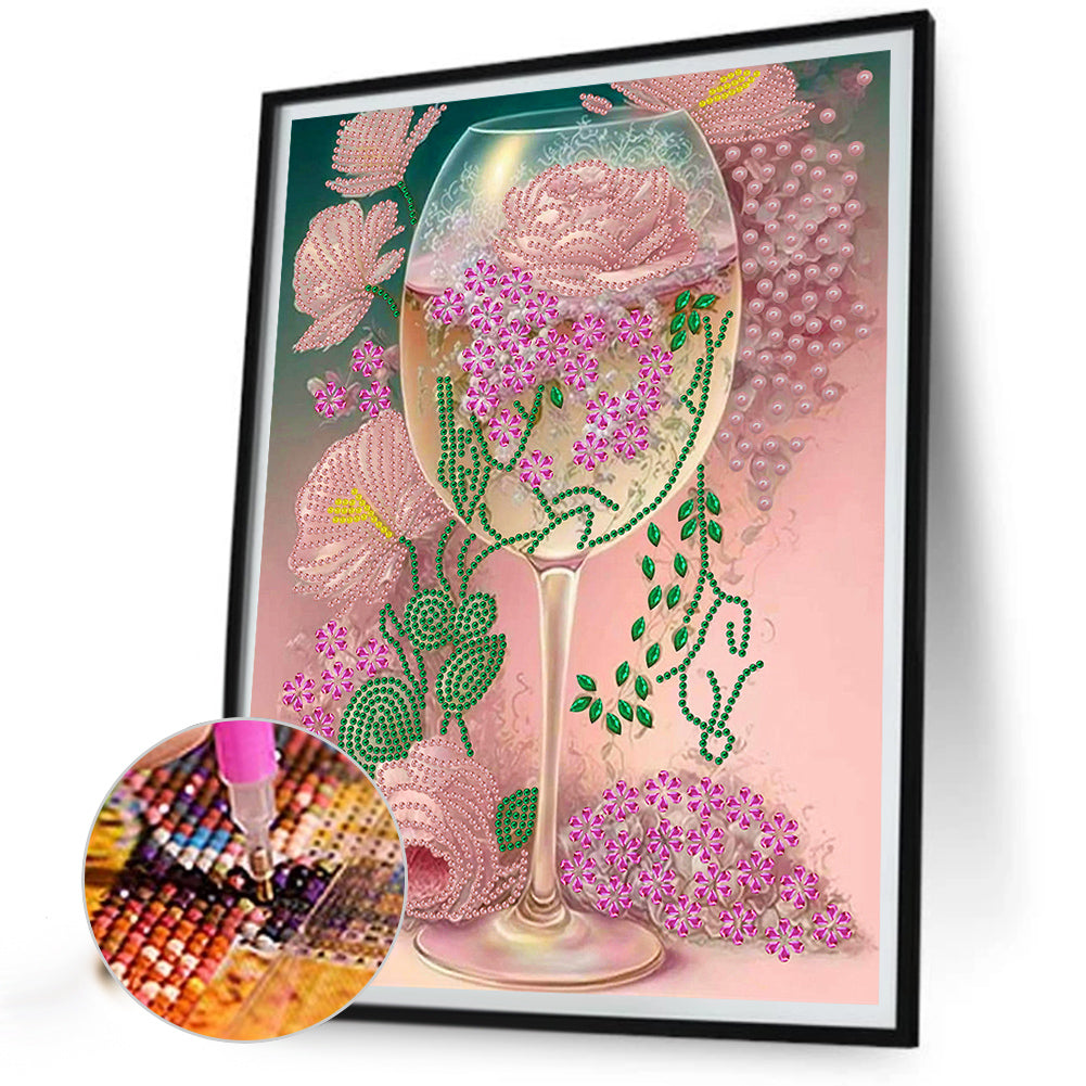 Flower Goblet - Special Shaped Drill Diamond Painting 30*40CM