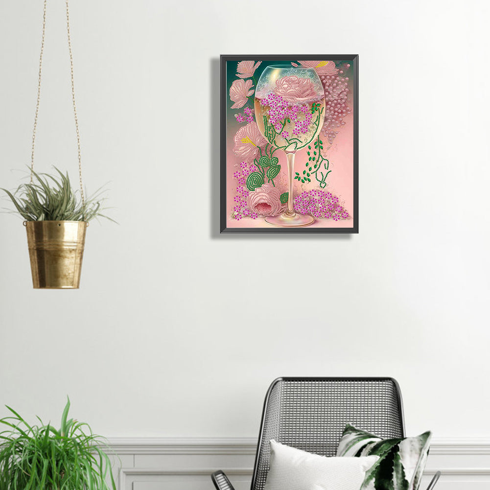 Flower Goblet - Special Shaped Drill Diamond Painting 30*40CM