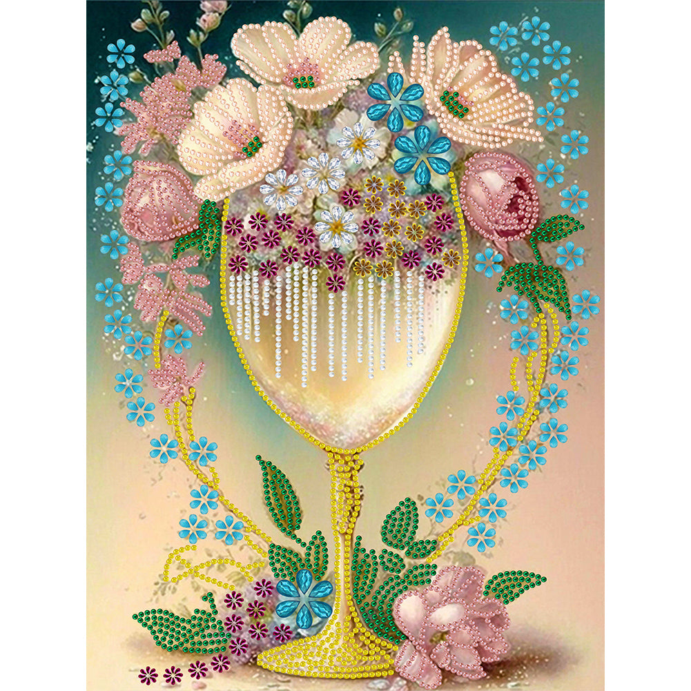 Flower Goblet - Special Shaped Drill Diamond Painting 30*40CM
