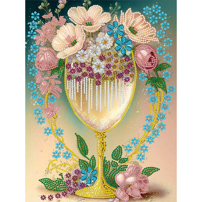 Flower Goblet - Special Shaped Drill Diamond Painting 30*40CM