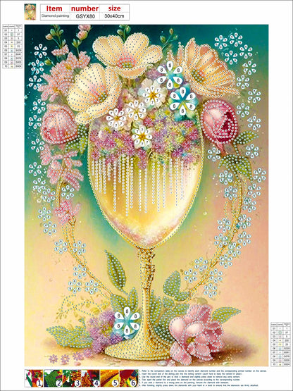 Flower Goblet - Special Shaped Drill Diamond Painting 30*40CM
