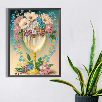 Flower Goblet - Special Shaped Drill Diamond Painting 30*40CM