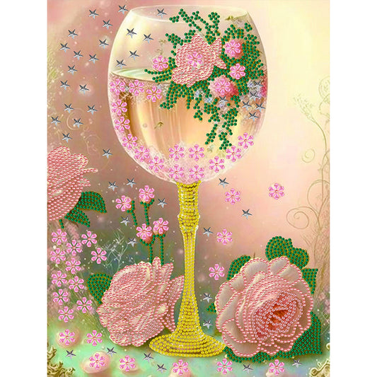 Flower Goblet - Special Shaped Drill Diamond Painting 30*40CM