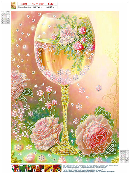 Flower Goblet - Special Shaped Drill Diamond Painting 30*40CM