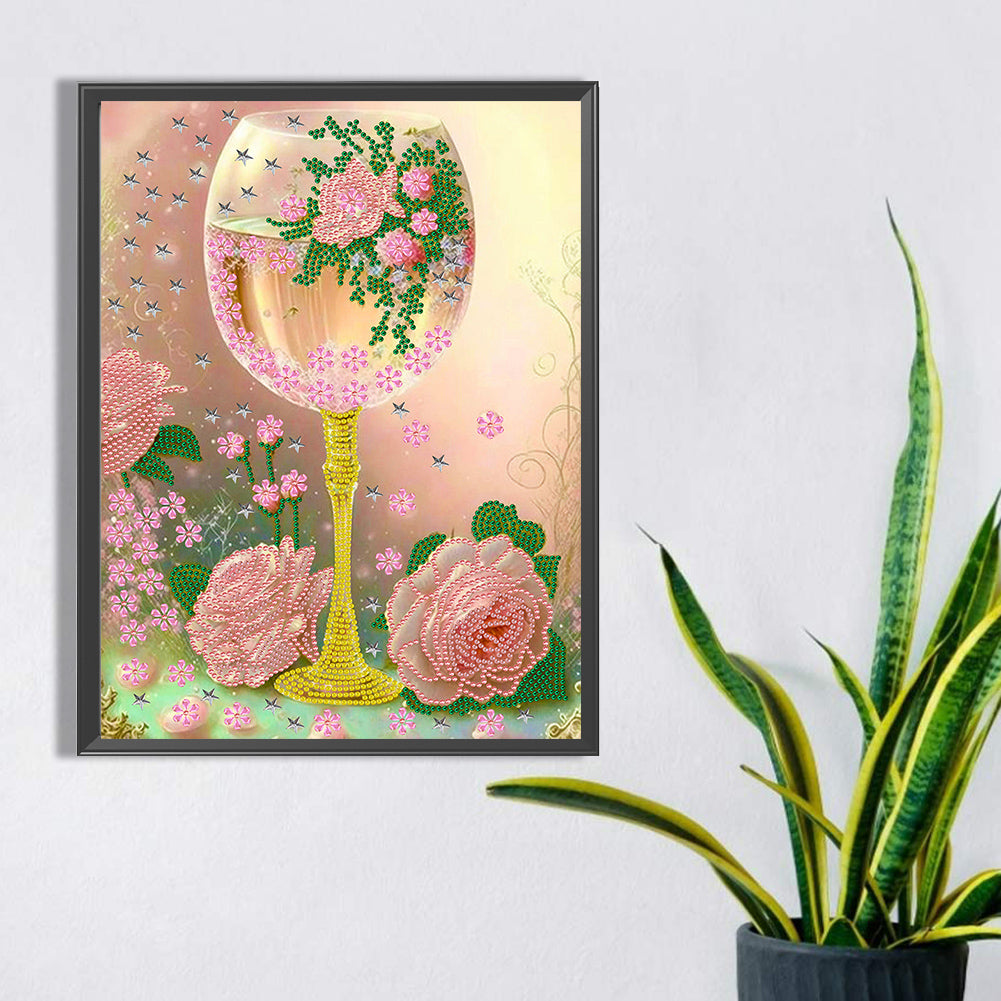 Flower Goblet - Special Shaped Drill Diamond Painting 30*40CM