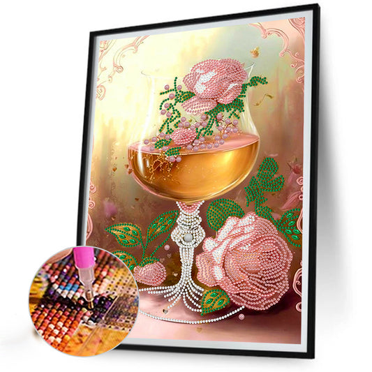 Flower Goblet - Special Shaped Drill Diamond Painting 30*40CM
